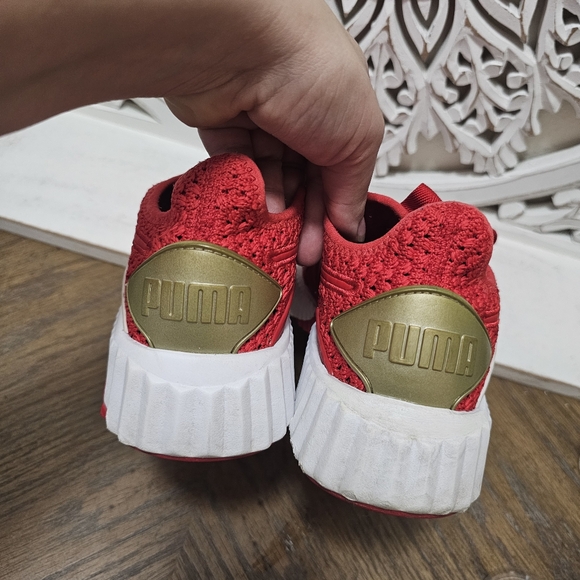 Puma Red Sneakers with Gold Accents womans 6.5 - Picture 4 of 9